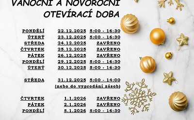VÁNOČNÍ PROVOZNÍ DOBA